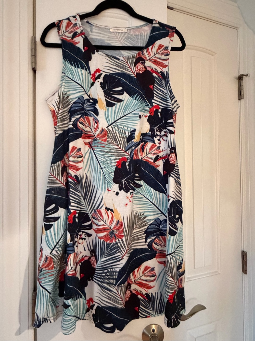 Sleeveless Tropical Parrot Maxi Dress in Navy, Teal & Coral